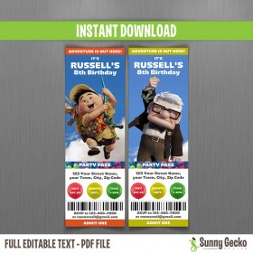 Up Birthday Ticket Invitations